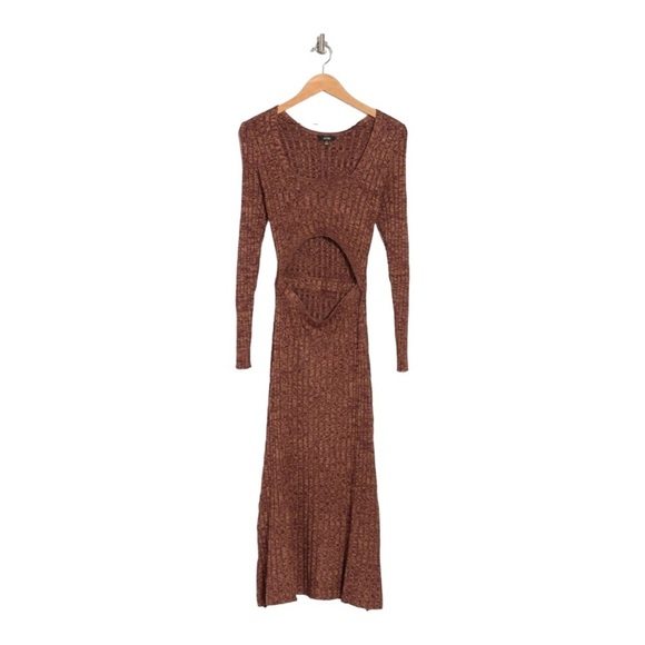 AFRM Womens Sweater Dress Maxi Cut Out Long Sleeves Rust Brown NWOT - Picture 7 of 8